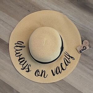 NWT Always On Vacay Embroidered Sun Hat SPF 50